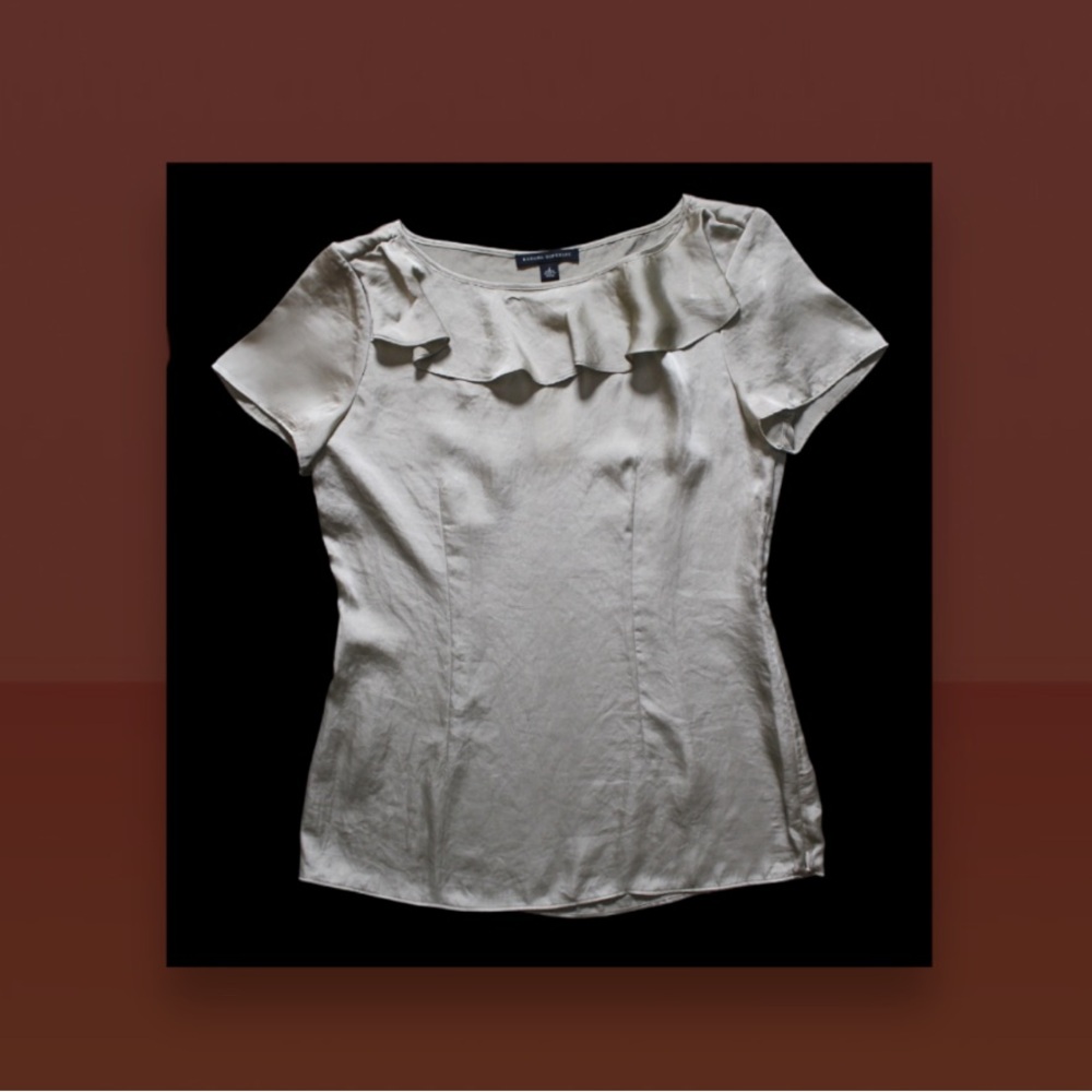 Banana Republic Silk-Like Peplum Ruffled Bib Blouse
